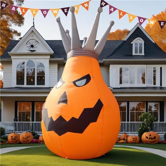 14FT Giant Halloween Inflatable Pumpkin King Blow Up Outdoor Build-in LED Lights - Picture 1 of 7